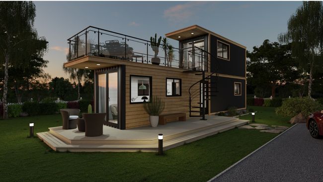 Stacked Container House - Cedreo